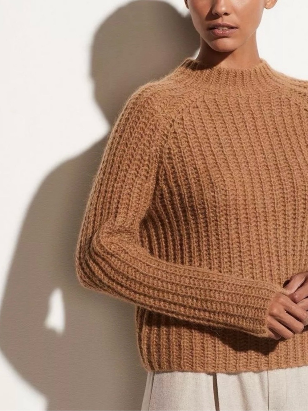 Vince Marled Shaker Stitch Alpaca Mohair Mock Neck Sweater XXS